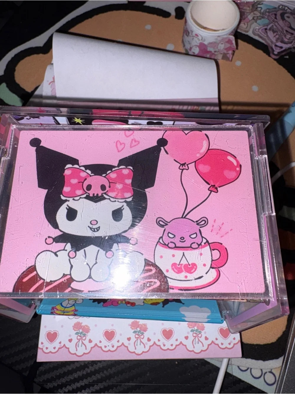 Kuromi‎ Pink Acrylic Jewelry Box/stationary box